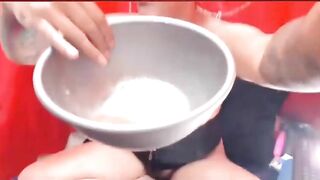 Hairy latina eats vomit shit piss