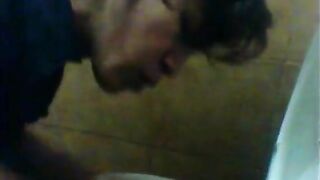 Licking public toilet cover- Pee Fetish