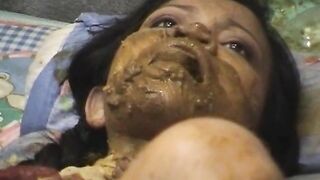 Ebony slave loves shit session