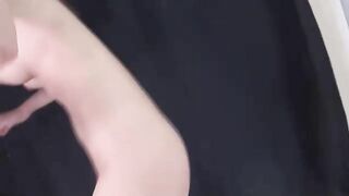 Longhaired Asian babe pooping on cam