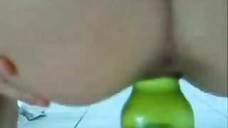 Marturbation With A Beer Bottle- Closeup