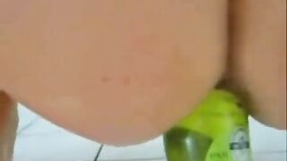 Marturbation With A Beer Bottle- Closeup