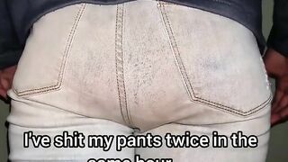 Dirty lady shitting in her jeans