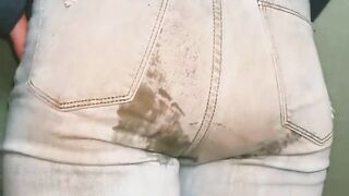 Dirty lady shitting in her jeans