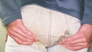 Dirty lady shitting in her jeans