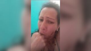 Slutty mature whore easting shit and puking