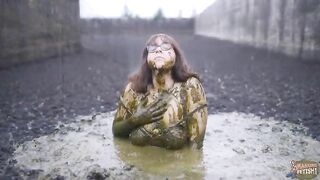 Chubby busty babe smearing shit