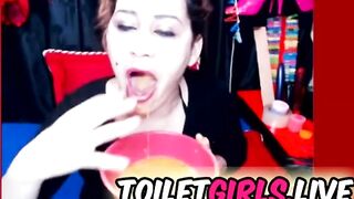 Slutty cam girl pissing and puking