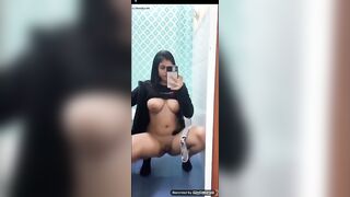 Cute busty girl dropping hot shit