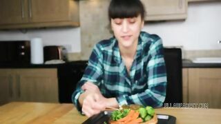 Slutty brunette and poop salad