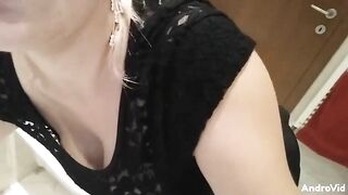 Naked hot blonde babe poops