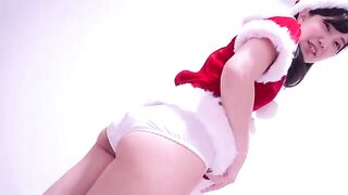 Cute sexy Japanese gal dressed as santa teasing and pooping