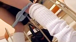 Girl in school uniform takes a massive shit on a chair