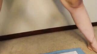 Redhead hairy girl with tattoos pooping