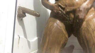 Huge titty milf playing with dildo and shit