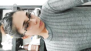 Yummy brunette lady and hot shit closeup