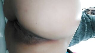 Yummy brunette lady and hot shit closeup