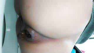 Yummy brunette lady and hot shit closeup