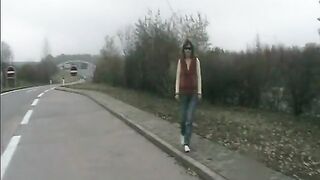 Several girls take turns for pissing