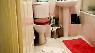 Sexy Ebony Chick Misses Toilet While Shitting