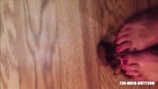 Smearing shit on her beautiful feet