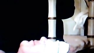 Mature dude gets covered with warm shit