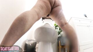 Chubby milf farting and shitting