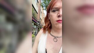 Sissy Dolly eats shit in the public