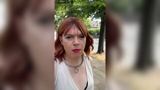 Sissy Dolly eats shit in the public