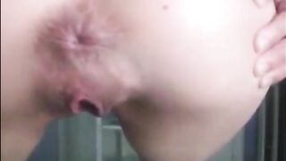 Skinny girl pushing hard