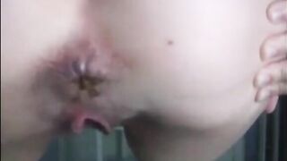 Skinny girl pushing hard