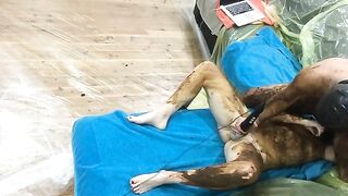 Slut gets scat covered while getting fucked