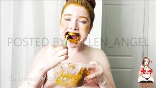 Redhead sexy busty eating shit