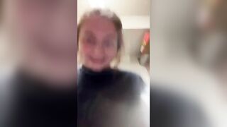 Girl squats and takes a huge shit in a plate on kitchen floor