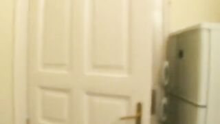 Woman squats over toilet with a huge shit in diaper