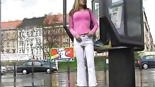 Lovely retro lady shitting in her jeans