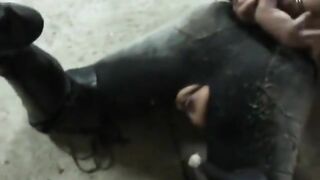 Tied extreme slave rolling in her own fresh shit