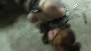 Tied extreme slave rolling in her own fresh shit