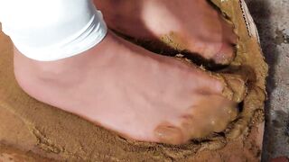 Very dirty brown pantyhose glued to shit