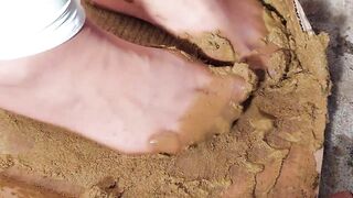 Very dirty brown pantyhose glued to shit