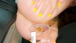 White girl shits in McDonalds glass