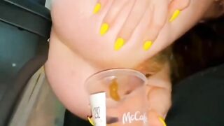White girl shits in McDonalds glass