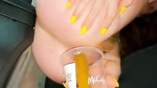 White girl shits in McDonalds glass