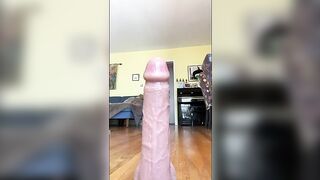 Wife Material babe rides huge dildo