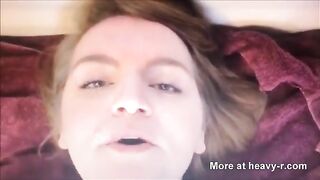 Woman eats a pile of shit in the bed