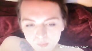 Woman eats a pile of shit in the bed