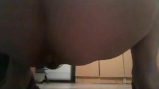Woman squats and takes a shit on the floor