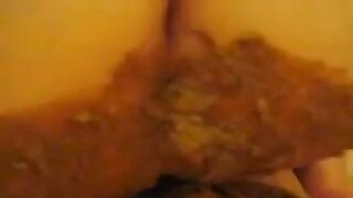 Girl spreads her ass and takes a huge shit on paper