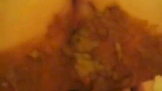 Girl drops a huge shit on a bed
