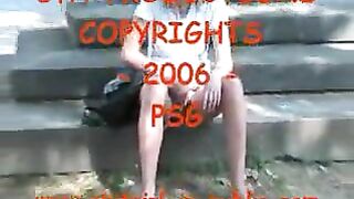 Girl in white shirt takes a shit on the wall